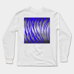 Silver Tiger Stripes Blue Long Sleeve T-Shirt